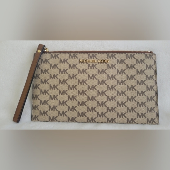 Michael Kors Beige Monogram Wrislet Bag - Picture 1 of 5